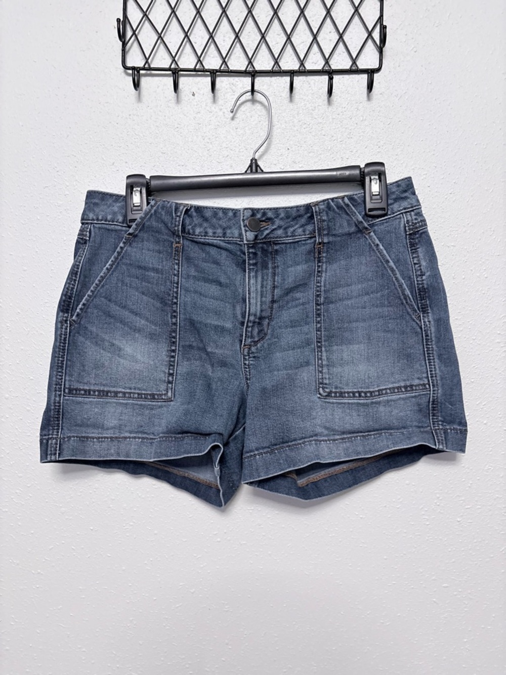 Anthropologie Level 99 Blue Denim Patch-Pocket Shorts